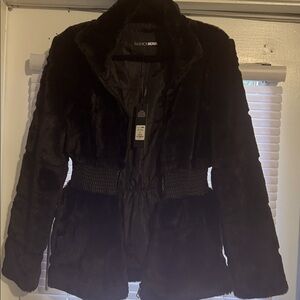 Faux Fur Coat W/cinched Waist